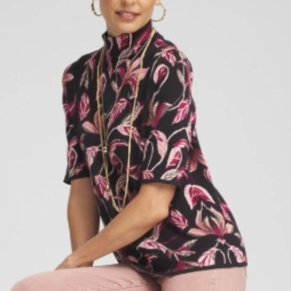 Chico's Jacquard Mock Neck Sweater Size: 0 (4/6-S) NWT - Picture 1 of 4